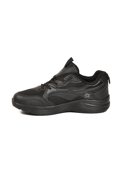 Walkway Siyah Fileli Bağcıklı Nefes Alan Rahat Tabanlı Unisex Yürüyüş Ve Spor Ayakkabı 26106 G