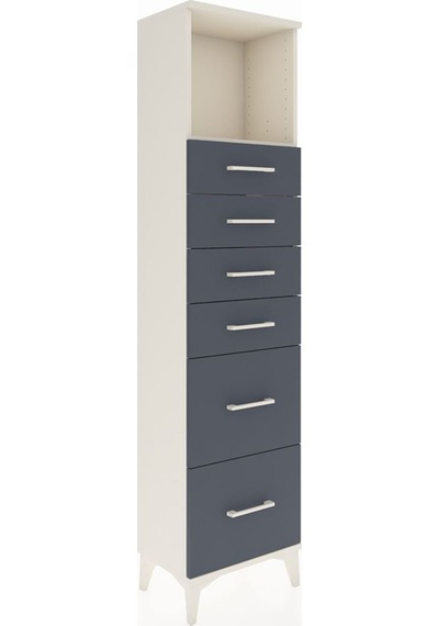 Arges Dolap Tek Raflı 6 Çekmeceli 44x30x182 Aytaşı-antrasit Aytaşı