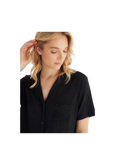 Blackspade Kadın Kısa Kol Önden Düğmeli Modal Siyah Pijama Takımı C3t0n8o15 Siyah