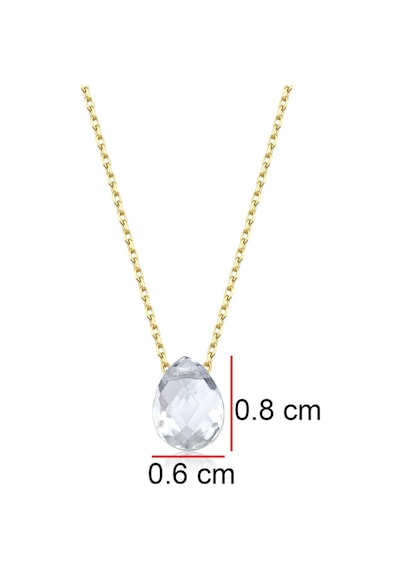 Beyaz Topaz Damla Taşlı Kolye Sarı