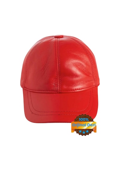 Tezzgelsin Unisex %100 Deri Arkadan Ayarlanabilir Baseball Kep Şapka Kırmızı