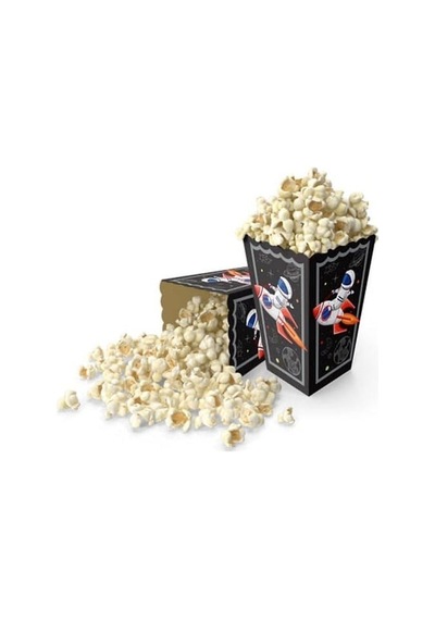 Uzay Temalı Pop Corn Mısır Kutusu 8li Çocuk Doğum Günü Parti Süsü Dekoru