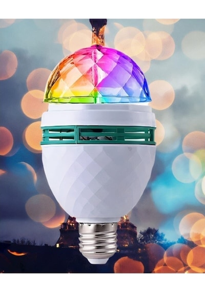 Disco Topu Renkli Led Döner Başlıklı Disko Topu Ampul Gece Lambası 3 Watt E27 Duylu + Fişli Duy Disco Topu Renkli Led Döner Başlıklı Disko Topu Ampul Gece Lambası 3 Watt E27 Duylu + Fişli Duy