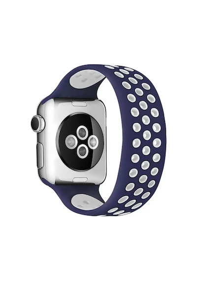 Newface Apple Watch 38mm Ayarlı Delikli Silikon Kordon - Lacivert-beyaz Diğer