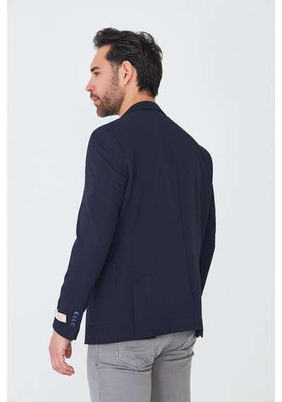 Lacivert Slim Fit Blazer Erkek Ceket Laci