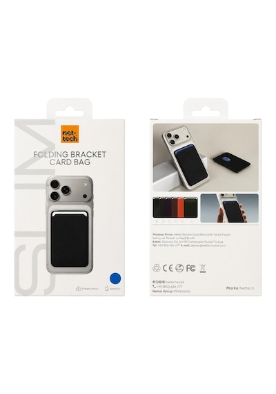Nettech Nt-n116 Magsafe Standlı Ve Kart Gözlü Telefon Arkalığı Cüzdan Siyah