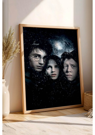 Harry Potter Hermione Ron Çerçeveli Tablo - Lüks Sinematik Üçlü Karakter Posteri Modern Duvar Dekoru Kayın Harry Potter Hermione Ron Çerçeveli Tablo - Lüks Sinematik Üçlü Karakter Posteri Modern Duvar Dekoru Kayın
