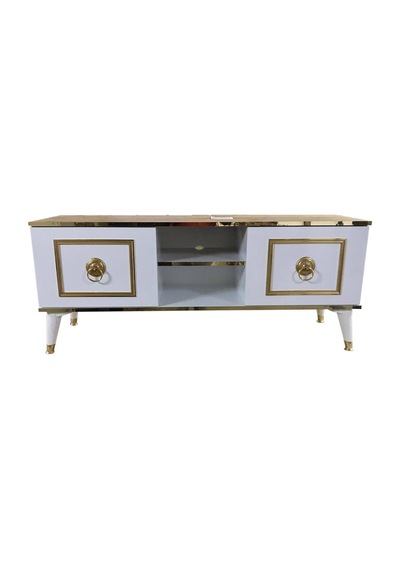 Evimeaksesuar 140 Cm Cnc Kesim Eko Tv Sehpası & Ünitesi-Beyaza Gold Evimeaksesuar 140 Cm Cnc Kesim Eko Tv Sehpası & Ünitesi-Beyaza Gold