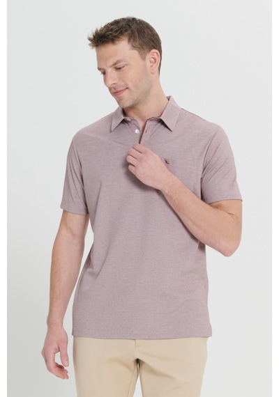 AC&Co / Altınyıldız Classics Erkek Bordo Comfort Fit Rahat Kesim Polo Yaka Pamuklu Kısa Kollu Tişört Bordo