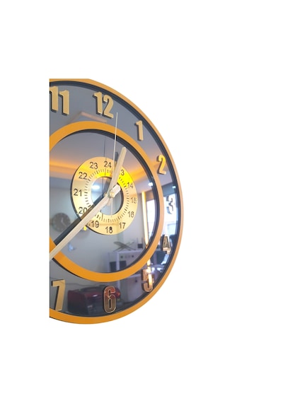 Yeni Trend Gold Pleksi Gerçek Ayna Duvar Saati Çap 40cm Turuncu-turuncu Turuncu-turuncu