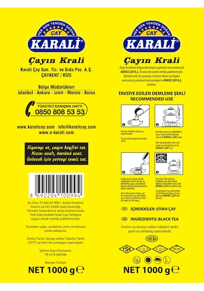 Karali Premium Filiz Siyah Dökme Çay 3 x 1 KG