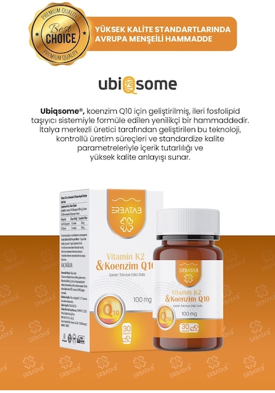 Erbatab Vitamin K2 Ve Koenzim Q10 30 Kapsül