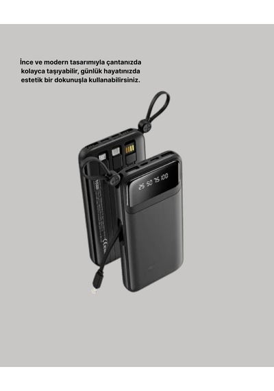 20.000 Mah 4 Çıkışlı Led Göstergeli Hızlı Şarj Powerbank Antrasit Melanj