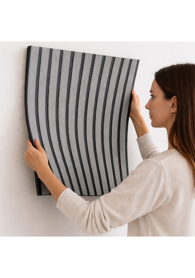 6 Adet 70x70 Ölçülerinde Kabartmalı 3d Kendinden Yapışkanlı Pvc Esnek Duvar Paneli Açık Gri - Siyah