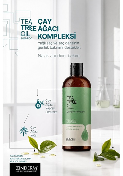 Zinderm Arındırıcı Ve Dengeleyici Tuzsuz Çay Ağacı Şampuanı 500 ML