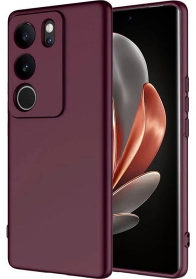 Vivo V29 Pro Uyumlu Silikon Kılıf - Kamera Korumalı Esnek Pastel Renk Kapak - Bordo