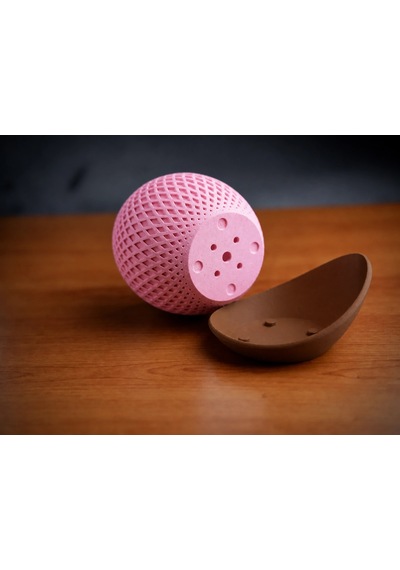 3d Baskı Küre Saksı - Kafes Dokulu İki Parçalı Dekoratif Saksı - Pembe-kahverengi 33669475