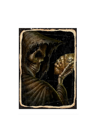 Bedeko Poker Oynayan İskelet Tasarım Mdf Tablo 50 Cm X 70 Cm