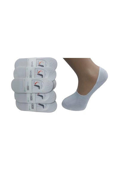 Design 6'lı Erkek Bambu Babet Çorap - Beyaz
