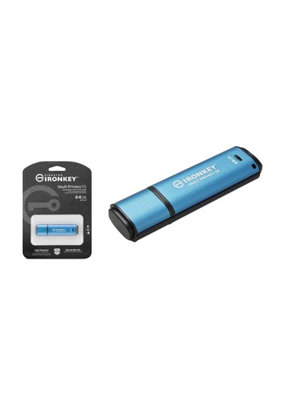 Kingston Ironkey Vault Privacy 50 64 GB AES-256 Şifreli USB Flash Bellek