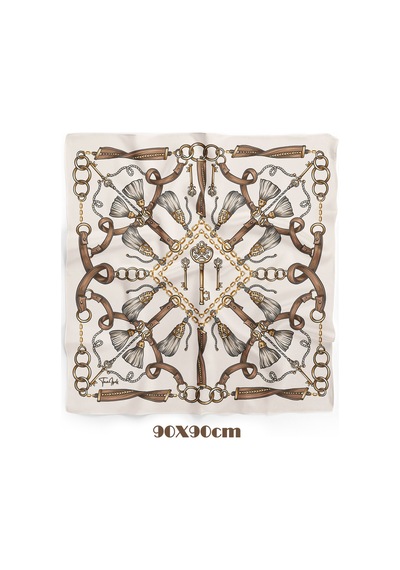 Imperıal Key Desen 90x90cm Eşarp/fular Krem