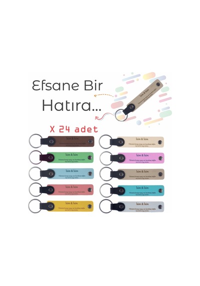 Bebeğinizin Bütün Partileri İçin, Onun Adı Yazılı, 24'lü, İsme Özel Deri Anahtarlık, Efsane Hediye