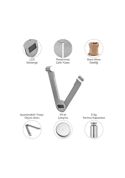 Gastro Scale 1001 Ekranlı Inox Mutfak Tartısı 5kg Kapasite Diğer
