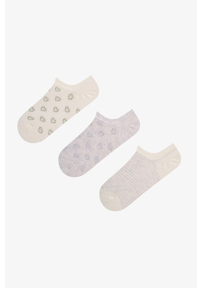 Penti Cute Hearts 3lü Sneaker Çorabı Gri Soft Multi