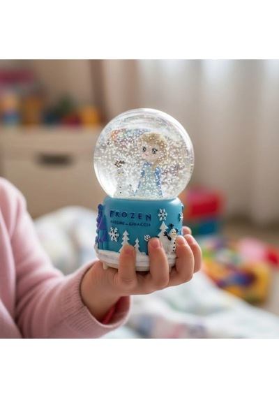 Pilli Işıklı Müzikli Kar Küresi Frozen Karlar Ülkesi Figürlü Eğlenceli Masaüstü Biblo, Led Aydınlatm