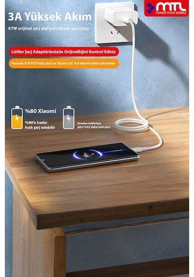 3a Usb To Type-c Hızlı Şarj Ve Data Aktarım Kablosu 1 Metre Mt438