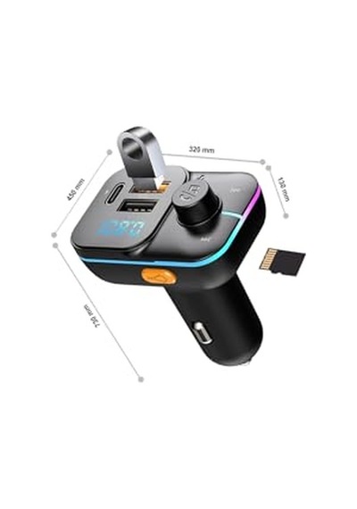Tr 55w Hızlı Şarj Destekli Çift Usb + Type-c Çıkışlı Bluetooth Fm Modülatör Transmitter Mt9874 İle Uyumlu
