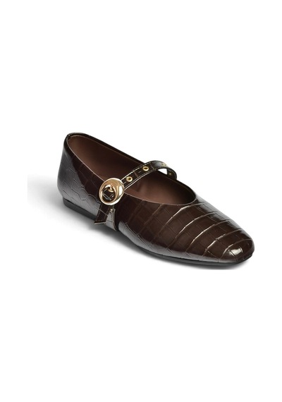 Fox Shoes Z920350011 Kahverengi Kroko Basklı Kadın Babet