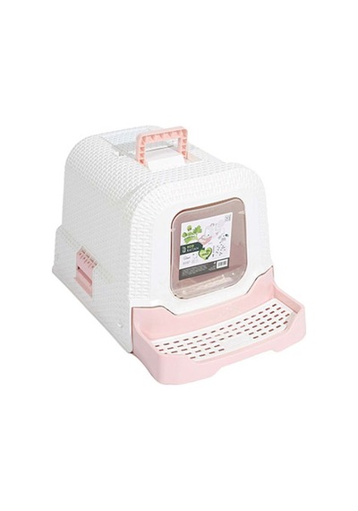 M-pets Eco Rattan Kapalı Kedi Tuvaleti Pembe 69x42x41 Cm 244-53036.01