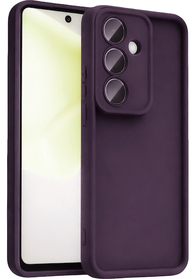 Samsung Galaxy A57 İle Uyumlu Kılıf Kamera Korumalı Yüksek Kenarlı Kapak Mürdüm