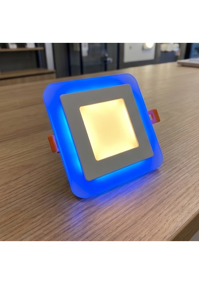 Kare Sıva Altı Led Spot Aydınlatma 6 Watt Çift Renk 3 Kademe Mavi Günışığı Gece Lambası Armatür