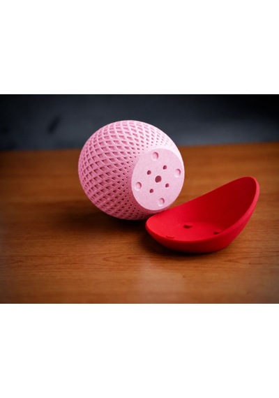 3d Baskı Küre Saksı - Kafes Dokulu İki Parçalı Dekoratif Saksı - Pembe-kırmızı 23353857