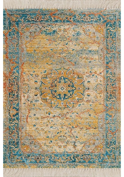 Pelangi Osmanlı Motifler Desenli Yıkanabilir Kaymaz Taban Salon Halısı, Bej 160 X 230