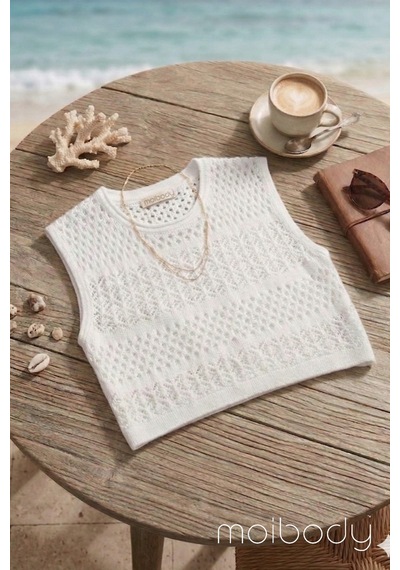 Moibody Kadın Beyaz Delikli Örgü Plaj Bluzu - Bohem Stil Crop Triko Süveter - Bikini Üstü Pareo Beyaz Beyaz Moibody Kadın Beyaz Delikli Örgü Plaj Bluzu - Bohem Stil Crop Triko Süveter - Bikini Üstü Pareo Beyaz Beyaz