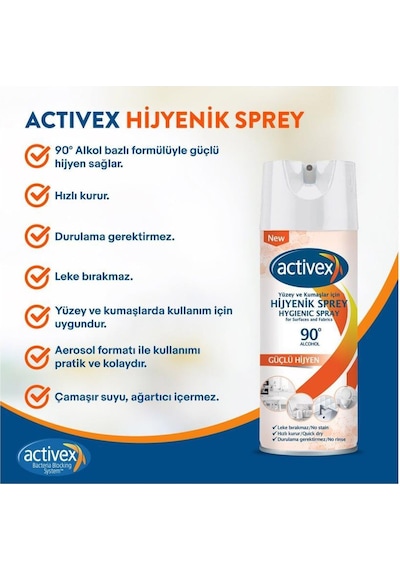 Activex Hijyenik Kumaş ve Yüzey Spreyi 400 ml X2