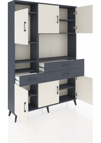 Arges Dolap 9 Raflı 3 Çekmeceli 6 Kapaklı 132x30x195 Antrasit-aytaşı/antrasit Aytası/antrasıt Arges Dolap 9 Raflı 3 Çekmeceli 6 Kapaklı 132x30x195 Antrasit-aytaşı/antrasit Aytası/antrasıt