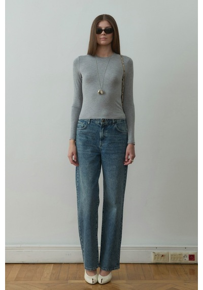Suud Collection Gri Kate Slim Tişört