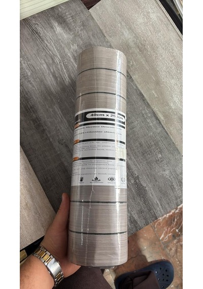 40cmx250cm Açık Gri 3d Girintili Yapışkanlı Sxp Akustik Lambiri Desenli Duvar Paneli Kağıdı Kül