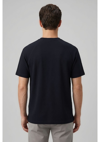 Lacivert Rahat Form Esnek Nefes Alabilir Erkek T-shirt - 88495