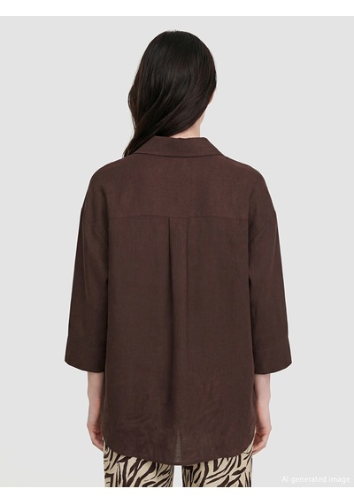 Lcw Comfort Kahverengi Oversize Kadın Gömlek