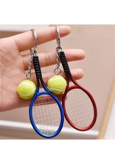 Gerçekçi Tenis Raketi Tasarımlı Şık Anahtarlık Kolye Çanta Süsü Tennis Keychain Çok Renkli