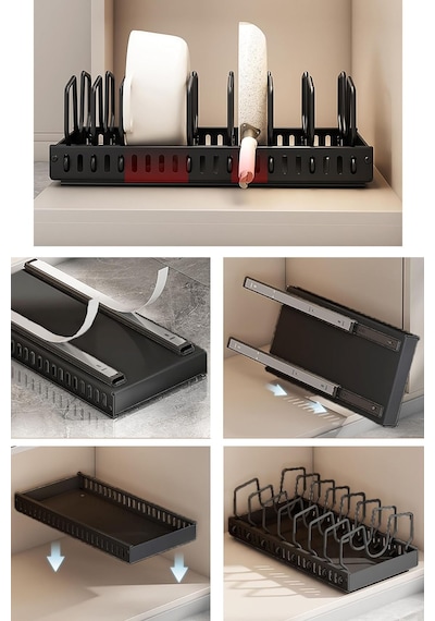 Raylı Sistem Yeni Nesil Tabak Tencere Tava Organizeri Yeni Nesil Metal Mutfak Düzenleyici Diğer
