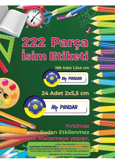 Okul Etiketi, Kalem Defter Etiketi, Fb Etiketi - 222 Adet Folyo Sticker Çok Renkli