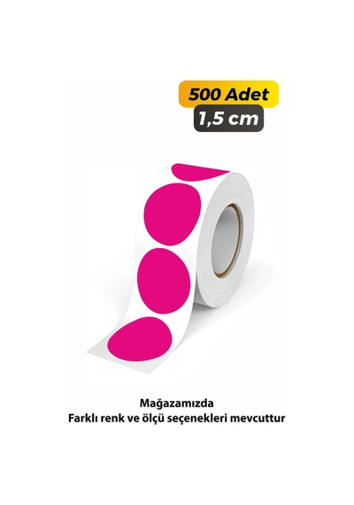 Yuvarlak Kesim Pembe Renk Etiket 1,5cm - 500 Adet