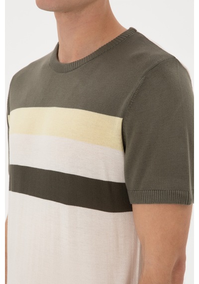U.S. Polo Assn. Erkek Slim Fit Bisiklet Yaka Haki Tişört 50306459-VR027