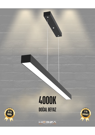 Lineer 80cm Siyah Kasa, Doğal Beyaz Işık Modern Sarkıt Led Avize Siyah